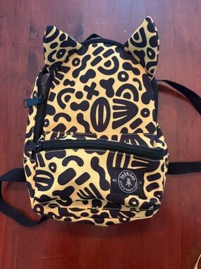 Parkland Yellow & Black Patterned Mini Backpack - Cute Ear Design